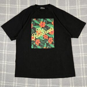 The Hundreds Vintage Y2K Floral Hibiscus Black Tee with Tropical Print Bomb XL